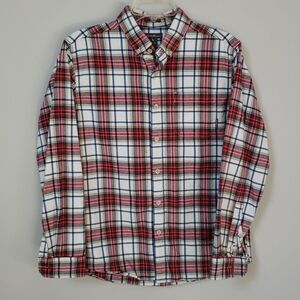 Eddie Bauer Flannel Shirt Mens Medium Long Sleeve Button Down Christmas Plaid